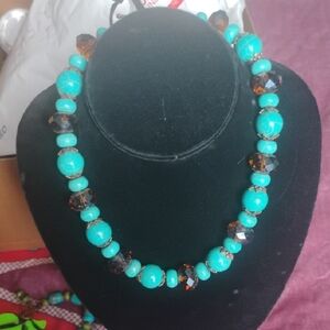 Turquoise and Brown Beaded Necklace